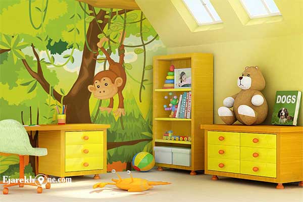 دکوراسیون اتاق کودک به رنگ زرد و طبیعت